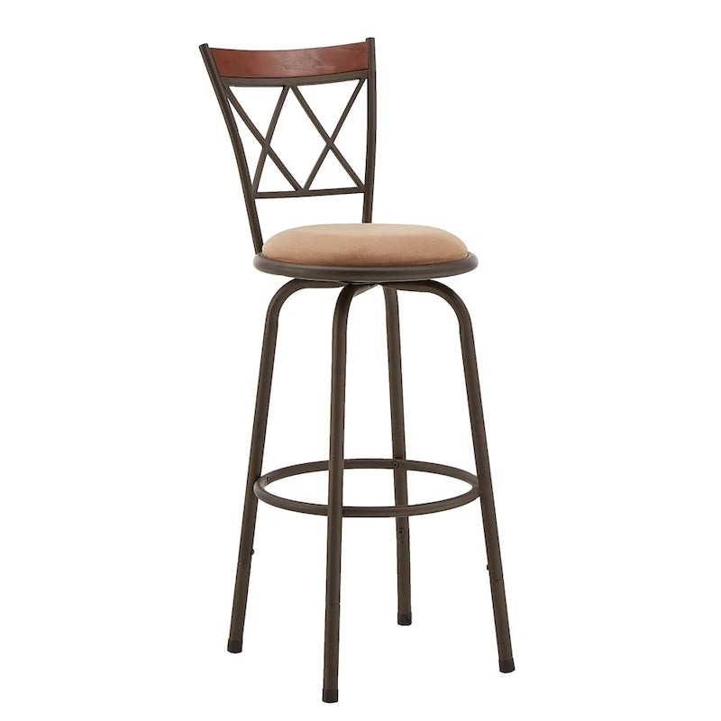 Sgabelli in metallo e legno con schienale a X regolabili Verona, finitura bronzo, confezione da 3, di iNSPIRE Q Classic
