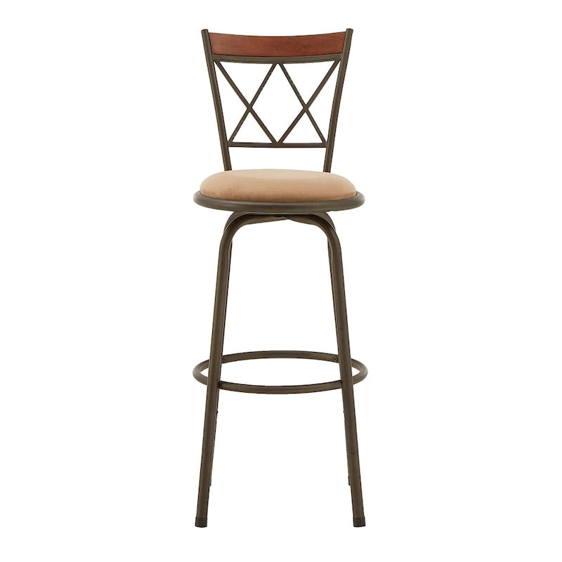 Sgabelli in metallo e legno con schienale a X regolabili Verona, finitura bronzo, confezione da 3, di iNSPIRE Q Classic