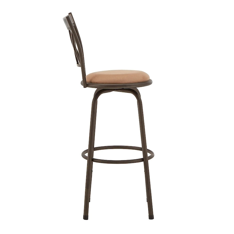 Sgabelli in metallo e legno con schienale a X regolabili Verona, finitura bronzo, confezione da 3, di iNSPIRE Q Classic