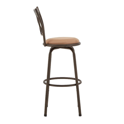 Sgabelli in metallo e legno con schienale a X regolabili Verona, finitura bronzo, confezione da 3, di iNSPIRE Q Classic