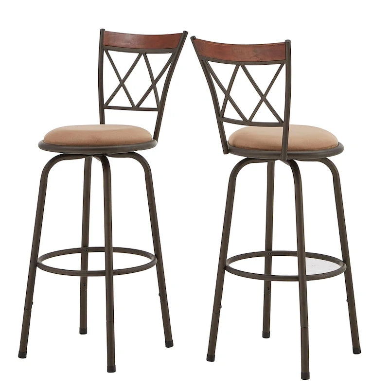 Sgabelli in metallo e legno con schienale a X regolabili Verona, finitura bronzo, confezione da 3, di iNSPIRE Q Classic