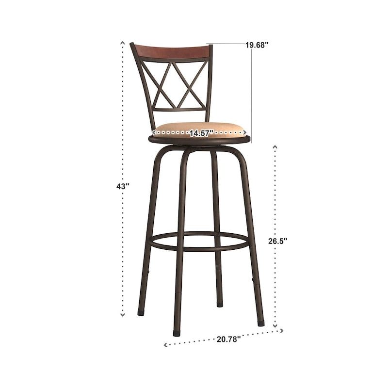 Sgabelli in metallo e legno con schienale a X regolabili Verona, finitura bronzo, confezione da 3, di iNSPIRE Q Classic