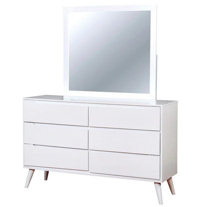 Comò e specchio Fopp Mid-Century Modern a 6 cassetti (2 pezzi) di Furniture of America