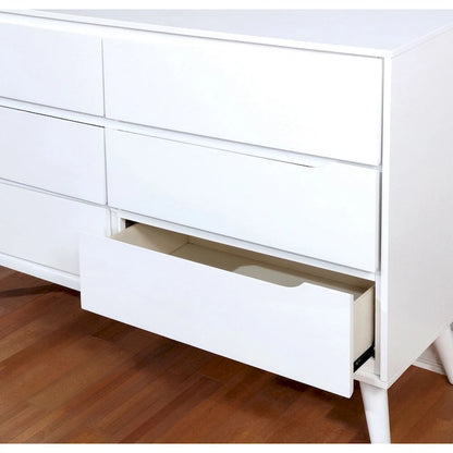 Comò e specchio Fopp Mid-Century Modern a 6 cassetti (2 pezzi) di Furniture of America