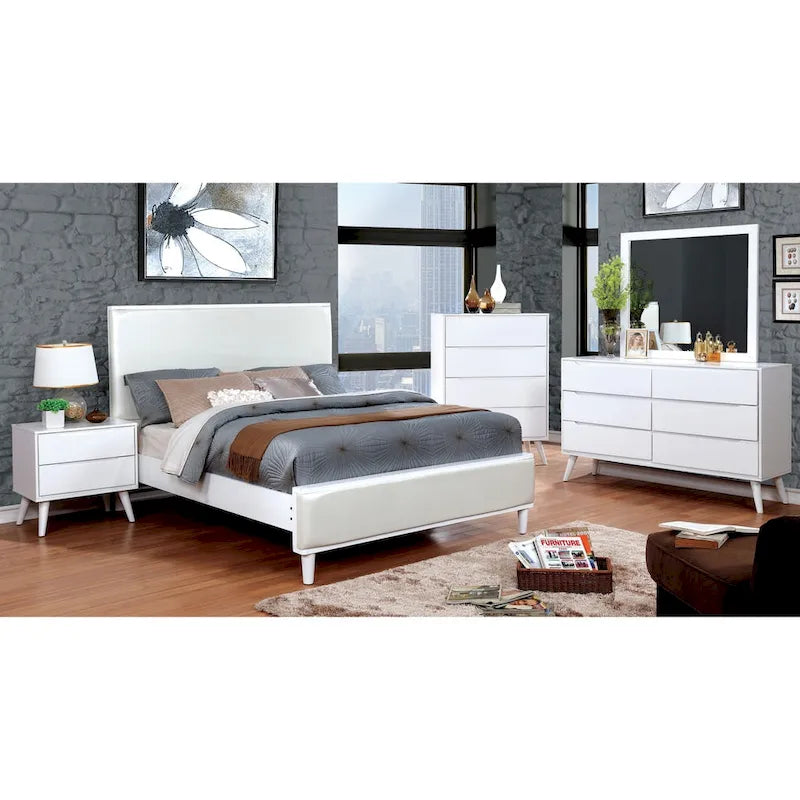 Comò e specchio Fopp Mid-Century Modern a 6 cassetti (2 pezzi) di Furniture of America