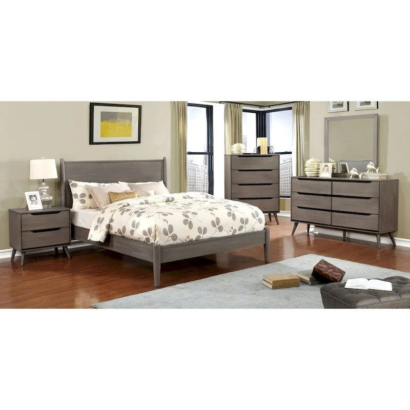 Comò e specchio Fopp Mid-Century Modern a 6 cassetti (2 pezzi) di Furniture of America