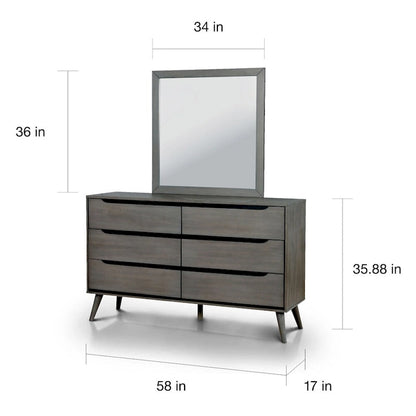 Comò e specchio Fopp Mid-Century Modern a 6 cassetti (2 pezzi) di Furniture of America