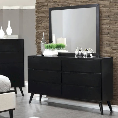 Comò e specchio Fopp Mid-Century Modern a 6 cassetti (2 pezzi) di Furniture of America
