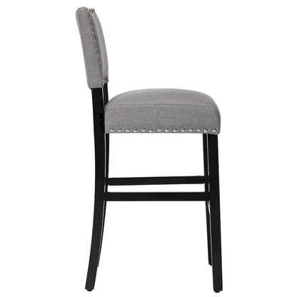 28 Inches Fabric Barstools Upholstered Bar stools Pub Chairs with Back and Silver Nailhead Trim Set of 2