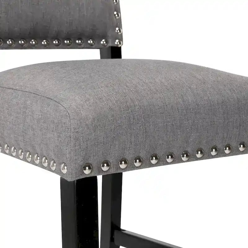 28 Inches Fabric Barstools Upholstered Bar stools Pub Chairs with Back and Silver Nailhead Trim Set of 2