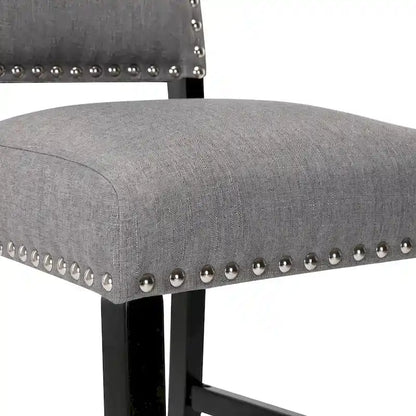 28 Inches Fabric Barstools Upholstered Bar stools Pub Chairs with Back and Silver Nailhead Trim Set of 2