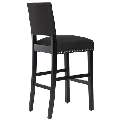 28 Inches Fabric Barstools Upholstered Bar stools Pub Chairs with Back and Silver Nailhead Trim Set of 2