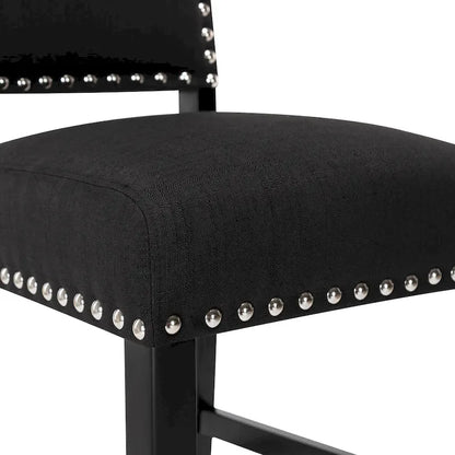 28 Inches Fabric Barstools Upholstered Bar stools Pub Chairs with Back and Silver Nailhead Trim Set of 2