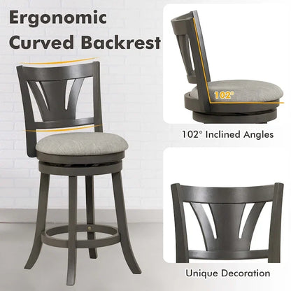 1/2/4 PCS 26.5  Swivel Bar Stool Counter Height w/ Rubber Wood Legs