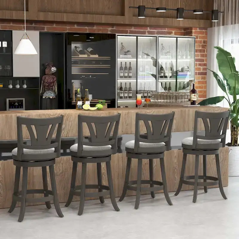 1/2/4 PCS 26.5  Swivel Bar Stool Counter Height w/ Rubber Wood Legs