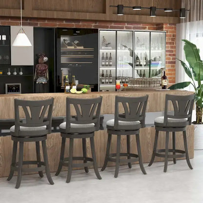 1/2/4 PCS 26.5  Swivel Bar Stool Counter Height w/ Rubber Wood Legs
