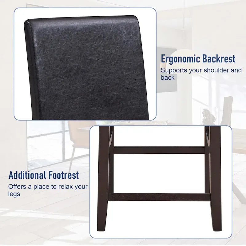 Set of 2 Barstools Wooden Vintage Bar Chairs Counter Stools