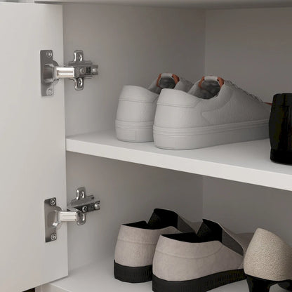 35.8 W White Storage Bench with Drawers and Padded Seat Cushion