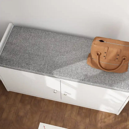 35.8 W White Storage Bench with Drawers and Padded Seat Cushion