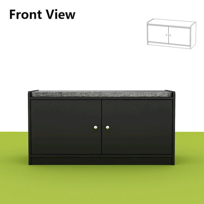 35.8 W White Storage Bench with Drawers and Padded Seat Cushion