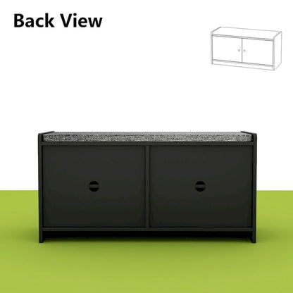 35.8 W White Storage Bench with Drawers and Padded Seat Cushion