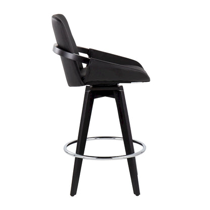 Carson Carrington Pugo Fixed-Height Counter Stool with Black Wood Base (Set of 2)