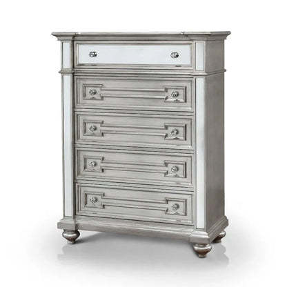 Cassettiera a 5 cassetti Eaen Glam Champagne in legno massello di Furniture of America