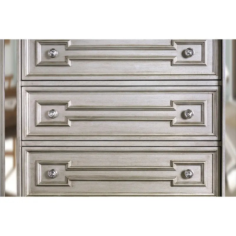 Cassettiera a 5 cassetti Eaen Glam Champagne in legno massello di Furniture of America