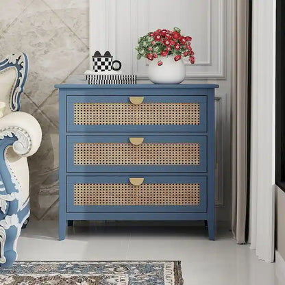 3 Drawers Rattan Storage Cabinet for Bedroom Living Room