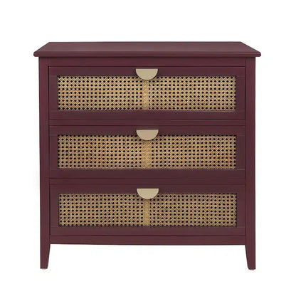 3 Drawers Rattan Storage Cabinet for Bedroom Living Room