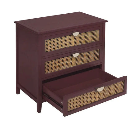 3 Drawers Rattan Storage Cabinet for Bedroom Living Room