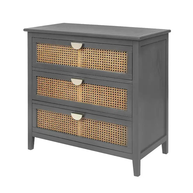 3 Drawers Rattan Storage Cabinet for Bedroom Living Room