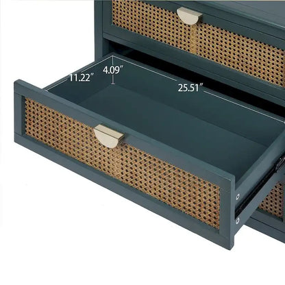 3 Drawers Rattan Storage Cabinet for Bedroom Living Room