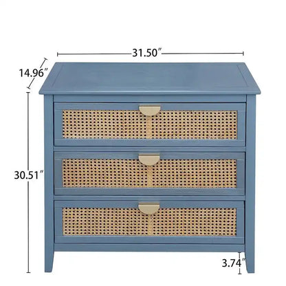 3 Drawers Rattan Storage Cabinet for Bedroom Living Room