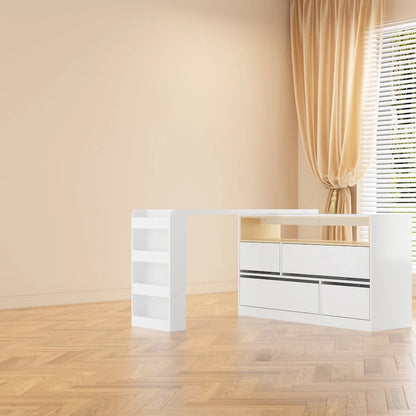 Cassettiera comò a 4 cassetti per scrivania, toeletta, credenza, camera da letto, bianco