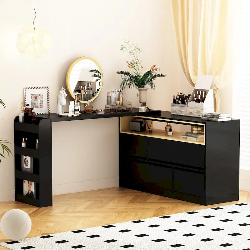 Cassettiera comò a 4 cassetti per scrivania, toeletta, credenza, camera da letto, bianco