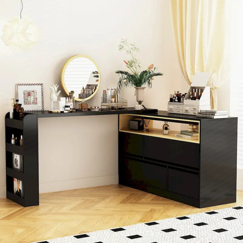 Cassettiera comò a 4 cassetti per scrivania, toeletta, credenza, camera da letto, bianco