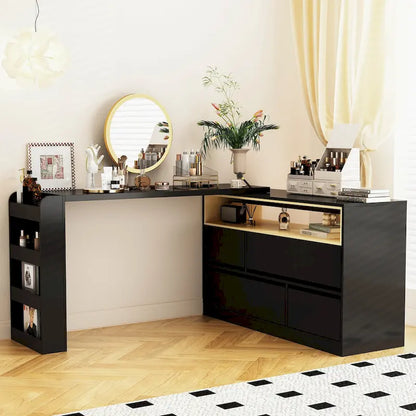 Cassettiera comò a 4 cassetti per scrivania, toeletta, credenza, camera da letto, bianco