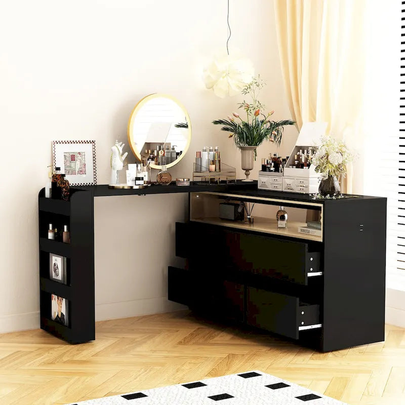 Cassettiera comò a 4 cassetti per scrivania, toeletta, credenza, camera da letto, bianco