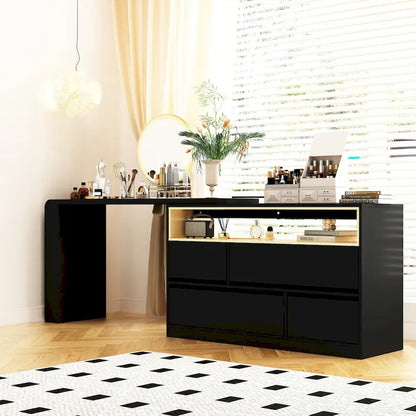Cassettiera comò a 4 cassetti per scrivania, toeletta, credenza, camera da letto, bianco