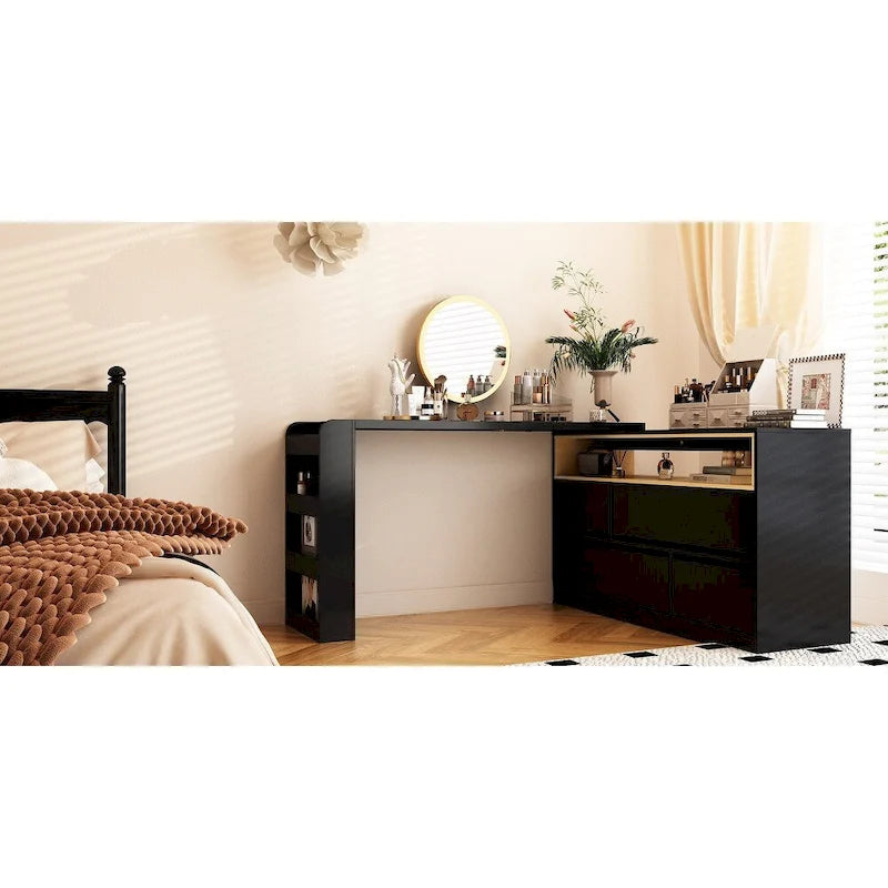 Cassettiera comò a 4 cassetti per scrivania, toeletta, credenza, camera da letto, bianco