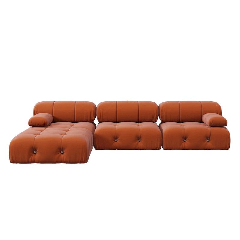 104  Wide Velvet Reversible Modular Sofa & Chaise with Ottoman