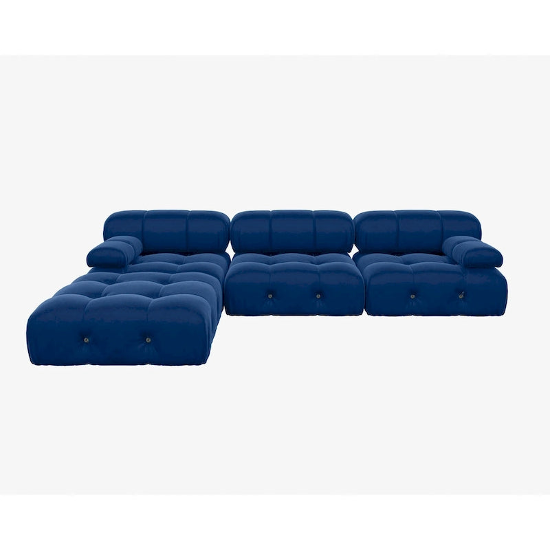 104  Wide Velvet Reversible Modular Sofa & Chaise with Ottoman