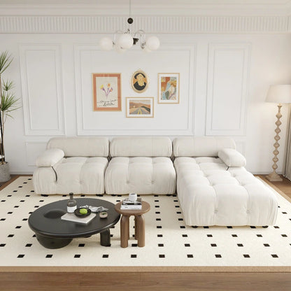 104  Wide Velvet Reversible Modular Sofa & Chaise with Ottoman