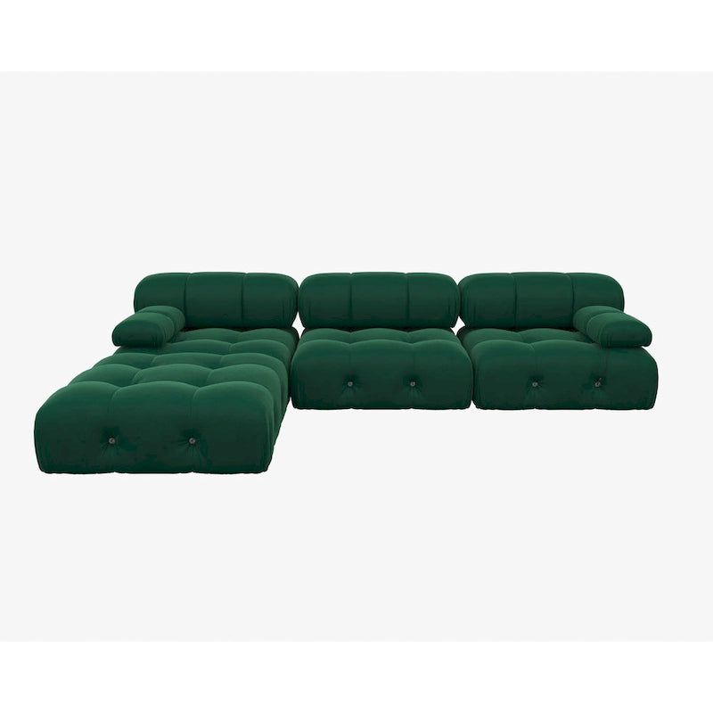 104  Wide Velvet Reversible Modular Sofa & Chaise with Ottoman