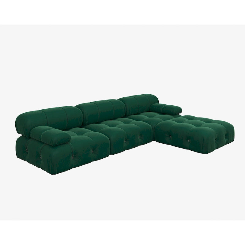 104  Wide Velvet Reversible Modular Sofa & Chaise with Ottoman