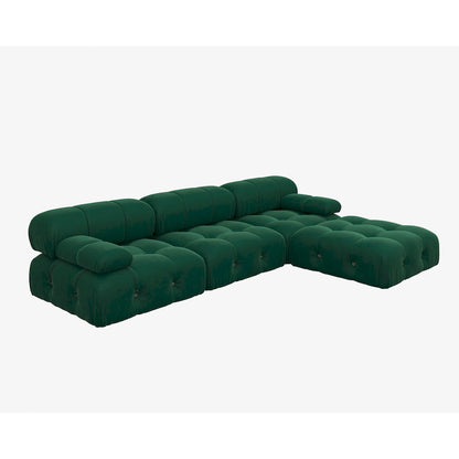 104  Wide Velvet Reversible Modular Sofa & Chaise with Ottoman