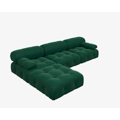 104  Wide Velvet Reversible Modular Sofa & Chaise with Ottoman