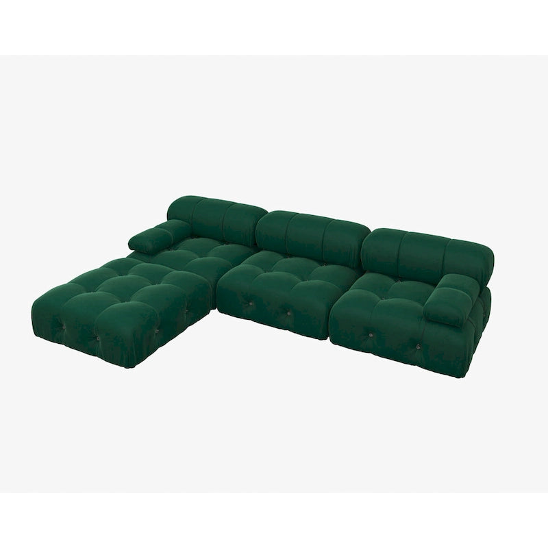 104  Wide Velvet Reversible Modular Sofa & Chaise with Ottoman