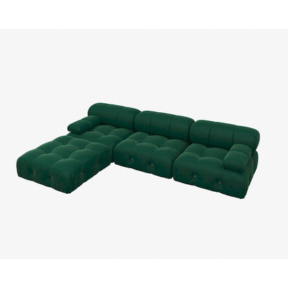 104  Wide Velvet Reversible Modular Sofa & Chaise with Ottoman
